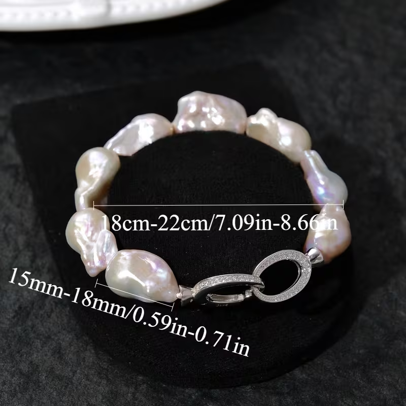 White Large Baroque Freshwater Pearls Bracelet