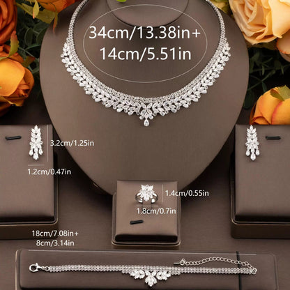 1 elegant set of sparkling cubic zirconia bouquet pendant design jewelry set