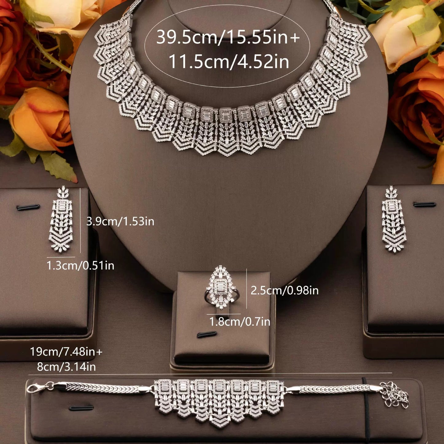 1 set of classic vintage inlaid cubic zirconia token design jewelry set suitable for women’s wedding wear
