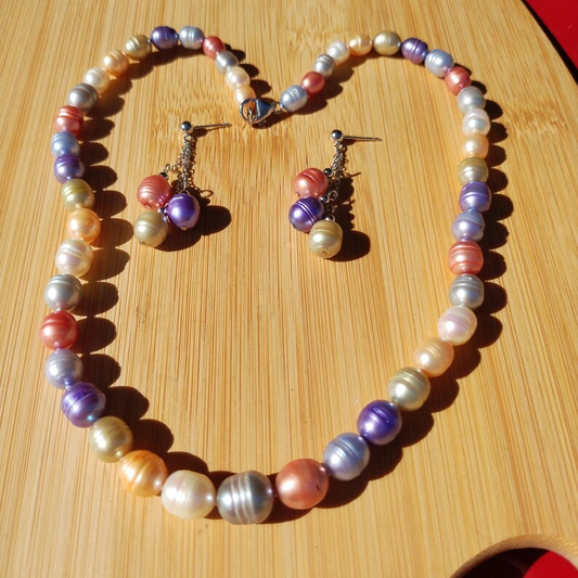 Freshwater pearl Wildflower collection necklace and earrings set