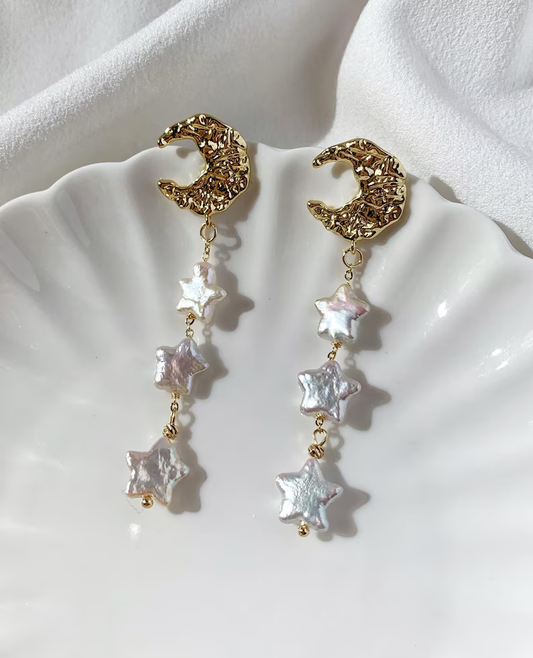 White Star Pearls Earrings. Freshwater Pearl Drop Earrings