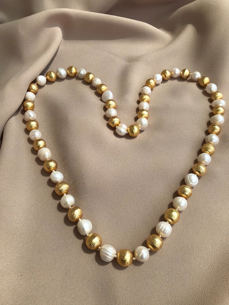 Hand Knitted Pearl Long Necklace