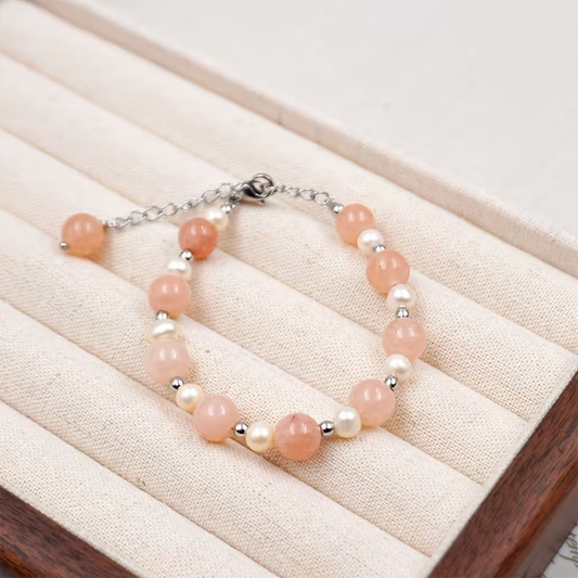 Sunstone and Freshwater Freshwater Pearls Bracelet