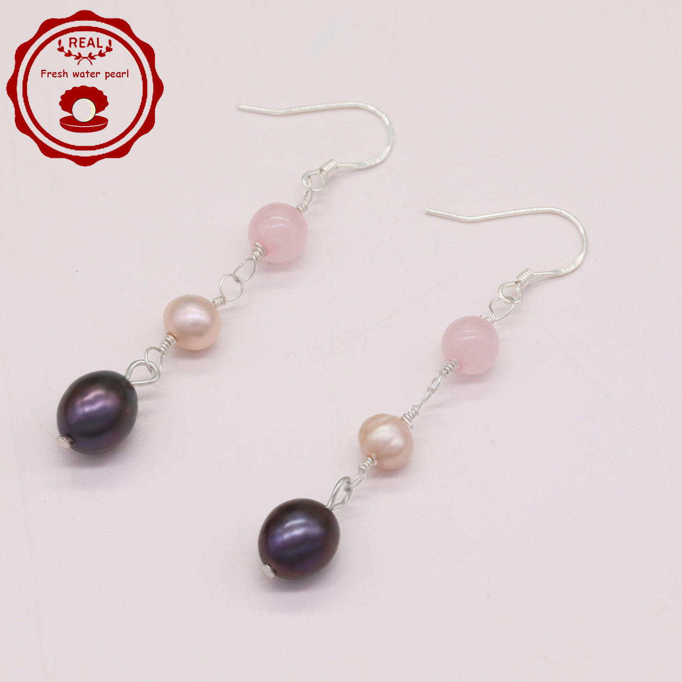 1 pair of stylish 925 silver and Fresh Water Pearl earrings fresh water pearl pendant earrings, ideal for  Valentine's Day holiday gifts, perfect for everyday, wedding, anniversary earrings[EH-2412Purple-01]