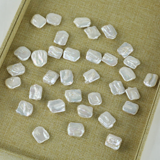 10 pieces of 16-23mm white square freshwater pearls, suitable for DIY necklaces, bracelets, and earrings.