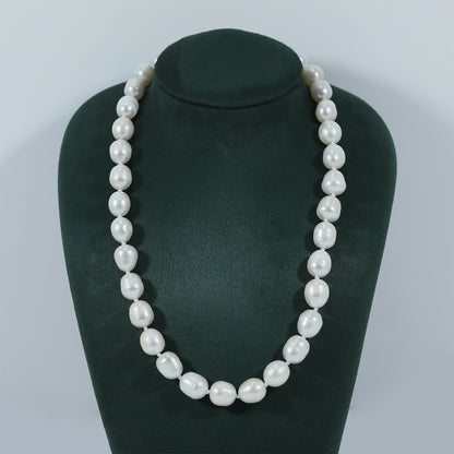 10-11mm Freshwater Pearl Necklace - Exquisite 18 Inch Jewelry with 925 Silver Plated Clasp, Luxurious Style for Women, Ideal for Daily Wear, Special Occasions, and Christmas Gifting[XL-2412White-03]