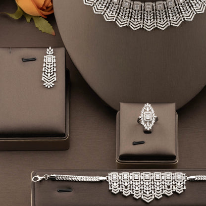 1 set of classic vintage inlaid cubic zirconia token design jewelry set suitable for women’s wedding wear