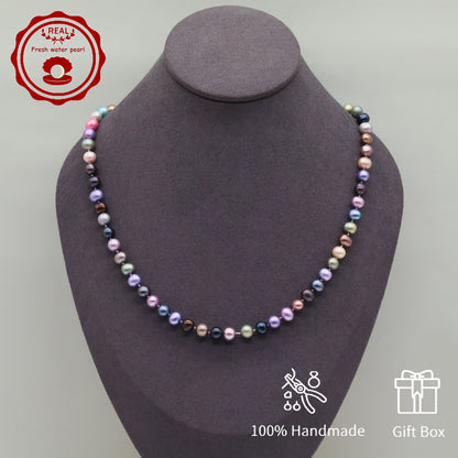 18.9inch Freshwater Pearl Necklace, Elegant Handcrafted Multicolor Unique Mixed Colors, Perfect for Daily Wear & Gifts with Gift Box[NK-XL2501Colour-02]