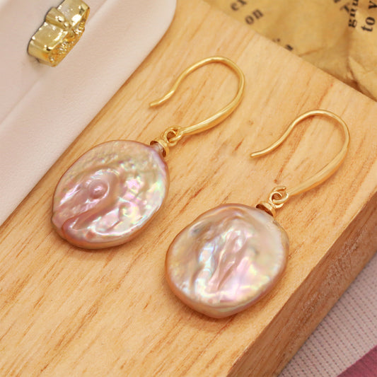 Fresh Fresh Water Baroque Pearl pendant Earrings Natural Aurora Gloss Fresh water pearl earrings, unique irregular design, suitable for everyday wear and gift occasions French elegant fresh water pearl earrings