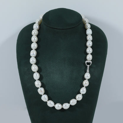 10-11mm Freshwater Pearl Necklace - Exquisite 18 Inch Jewelry with 925 Silver Plated Clasp, Luxurious Style for Women, Ideal for Daily Wear, Special Occasions, and Christmas Gifting[XL-2412White-03]