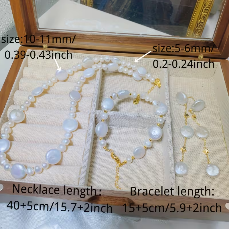 Baroque Freshwater Pearls Earrings  nenckace  and  bracelet  set