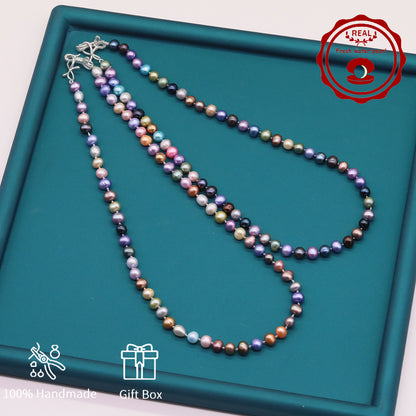 18.9inch Freshwater Pearl Necklace, Elegant Handcrafted Multicolor Unique Mixed Colors, Perfect for Daily Wear & Gifts with Gift Box[NK-XL2501Colour-02]