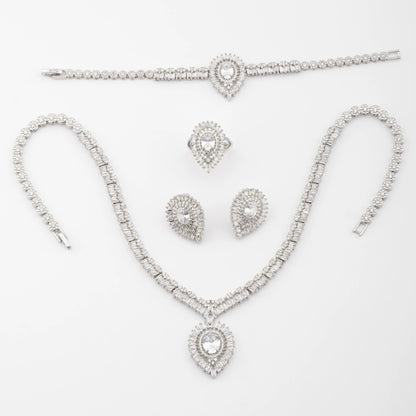 1 set of luxurious and elegant inlaid sparkling cubic zirconia sun jewelry set suitable for ladies party wear