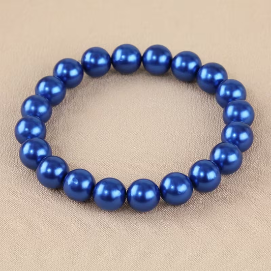 Women's Elegant Light Blue Freshwater Freshwater Pearls Bracelet - 100% Handcrafted Natural Freshwater Pearls with Gift Box, Light Blue & Brownish-Purple Overtones, Smooth Spherical Beads