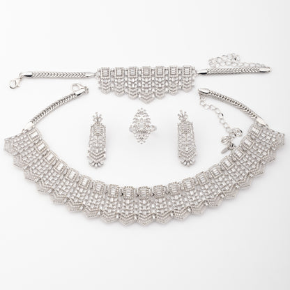 1 set of classic vintage inlaid cubic zirconia token design jewelry set suitable for women’s wedding wear