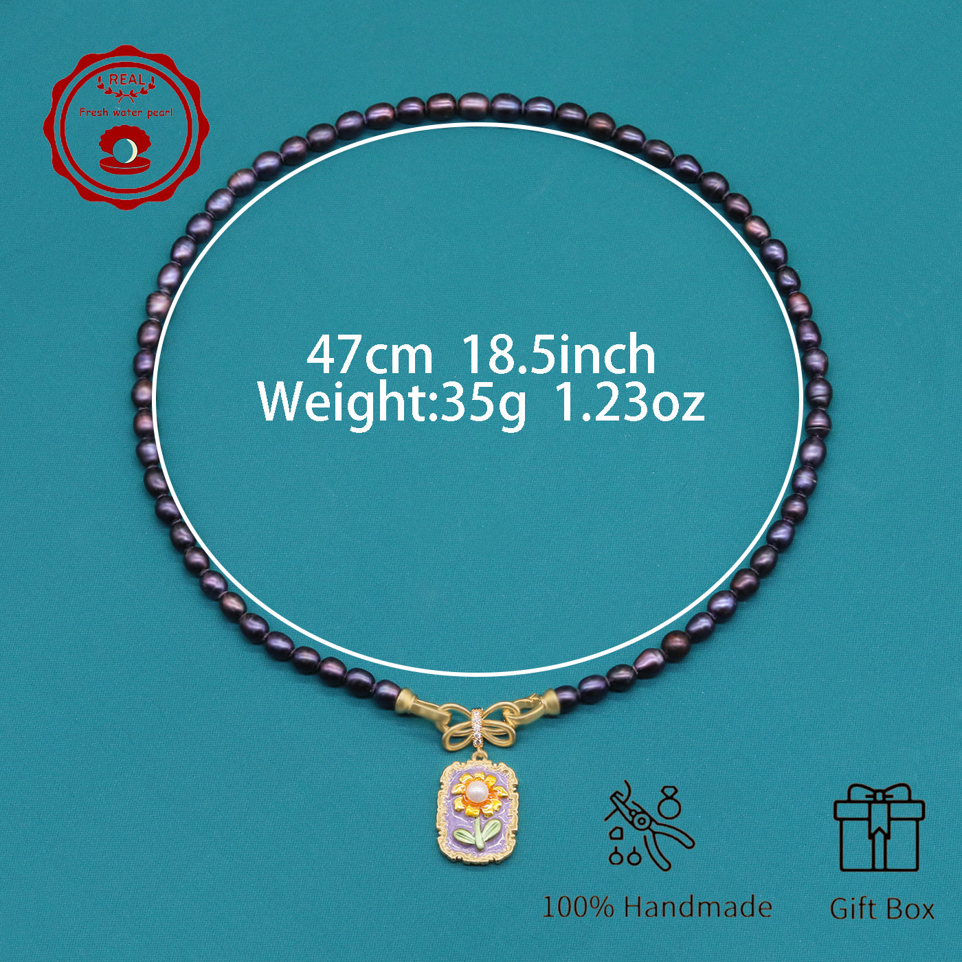 100% Handmade Elegant Freshwater Pearl Pendant Necklace, with Two Ways to Wear, with Fresh Flower Design Inside, Perfect for Mother'S Day, Parties, Daily Gifts, Business, Dinners - Suitable for All Seasons[NK-XL2501-Purple-02]