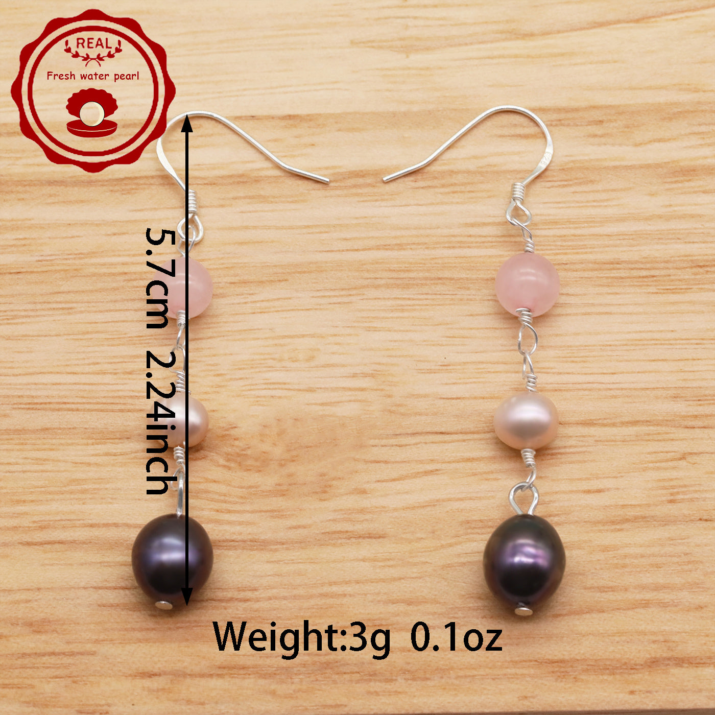 1 pair of stylish 925 silver and Fresh Water Pearl earrings fresh water pearl pendant earrings, ideal for  Valentine's Day holiday gifts, perfect for everyday, wedding, anniversary earrings[EH-2412Purple-01]
