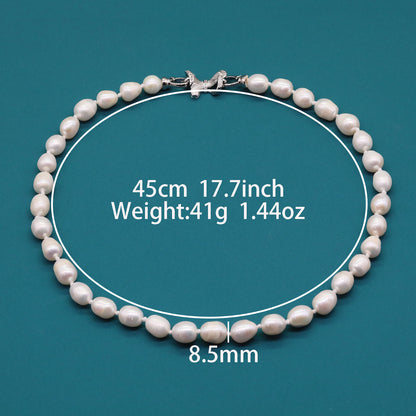 An Elegant Freshwater Pearl Necklace with Lovely Bow Detail, Fashion Themed Pearl Chain for Women, Sweet And Elegant Style Accessories【NK-XL2501White-06】