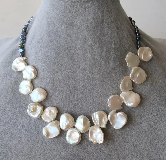 White Freshwater Pearl Necklace: Sterling Silver Clasp,17.7inch