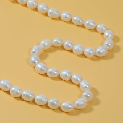 10-11mm Freshwater Pearl Necklace - Exquisite 18 Inch Jewelry with 925 Silver Plated Clasp, Luxurious Style for Women, Ideal for Daily Wear, Special Occasions, and Christmas Gifting[XL-2412White-03]