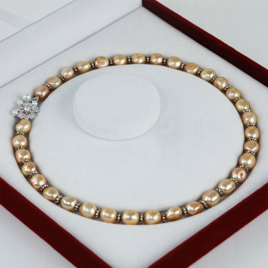 Yellow freshwater pearl necklace, available in multiple sizes