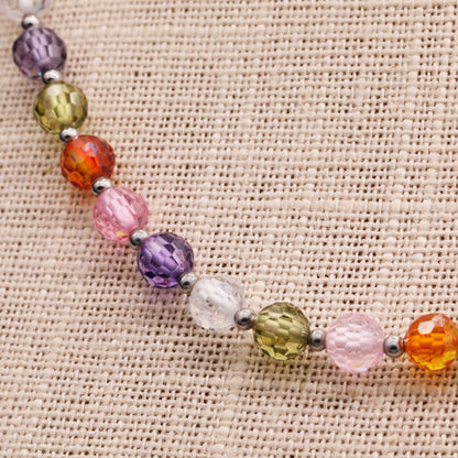 Real 6mm Multicolor Zircon Necklace 17.7inch Long Zircon Necklace, Everyday Wild Zircon Necklace