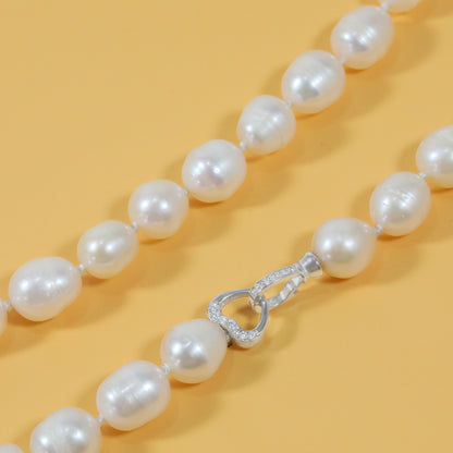 10-11mm Freshwater Pearl Necklace - Exquisite 18 Inch Jewelry with 925 Silver Plated Clasp, Luxurious Style for Women, Ideal for Daily Wear, Special Occasions, and Christmas Gifting[XL-2412White-03]