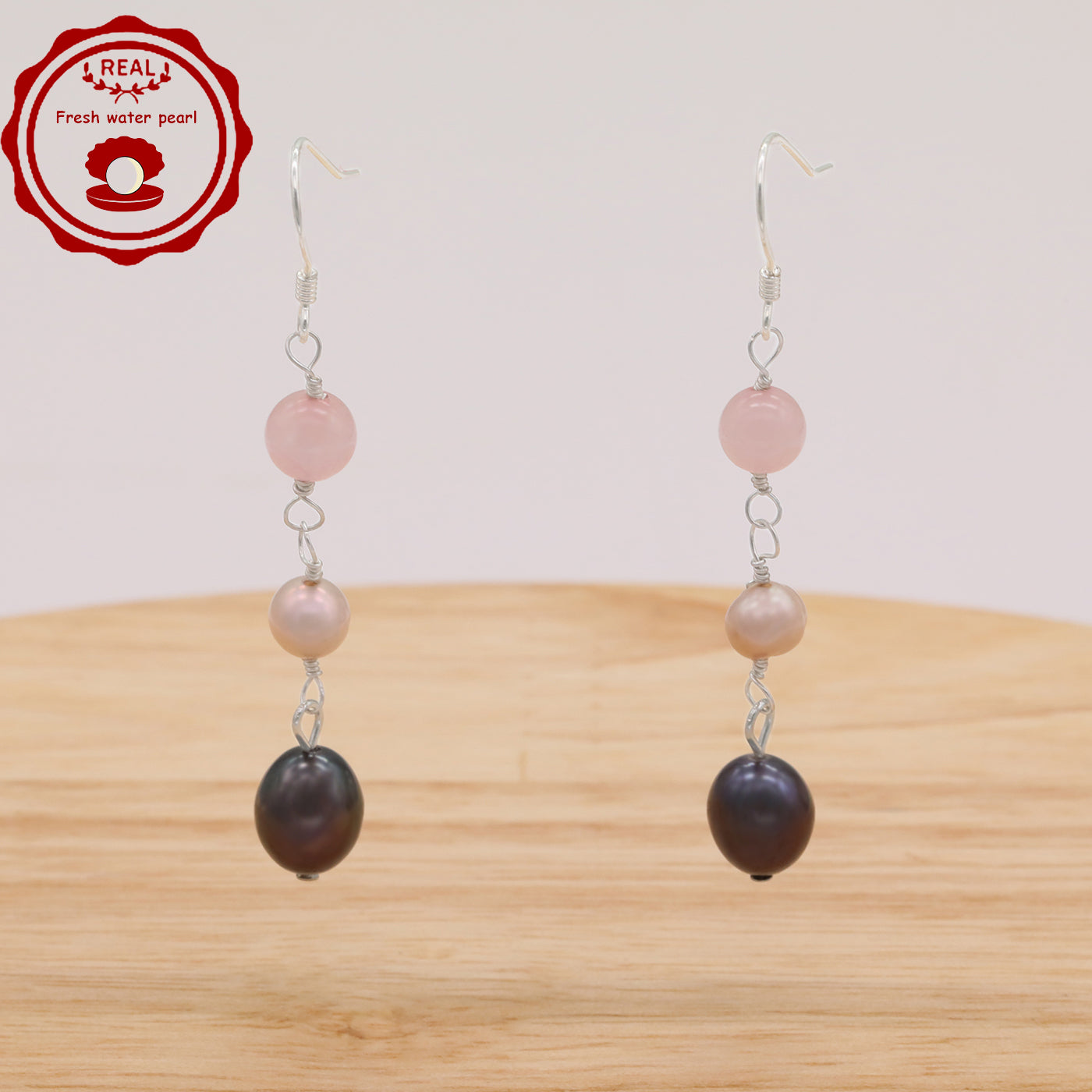 1 pair of stylish 925 silver and Fresh Water Pearl earrings fresh water pearl pendant earrings, ideal for  Valentine's Day holiday gifts, perfect for everyday, wedding, anniversary earrings[EH-2412Purple-01]