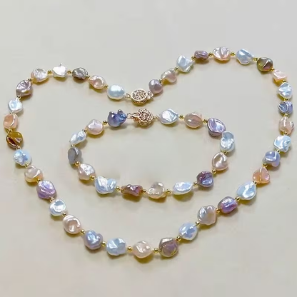 Natural Freshwater Baroque Mixed Color necklace  and  bracelet  set