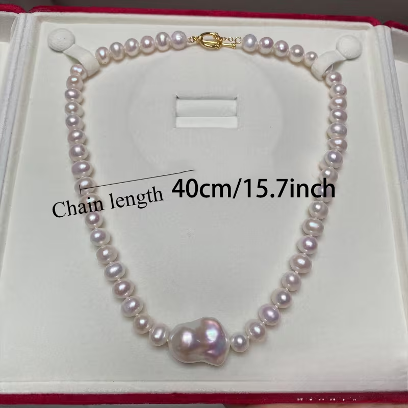 Natural Freshwater Pearls, Baroque French Style Light Luxury Sweater Necklace