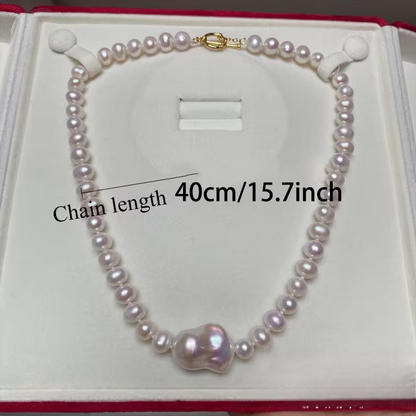 Natural Freshwater Pearls, Baroque French Style Light Luxury Sweater Necklace