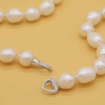 10-11mm Freshwater Pearl Necklace - Exquisite 18 Inch Jewelry with 925 Silver Plated Clasp, Luxurious Style for Women, Ideal for Daily Wear, Special Occasions, and Christmas Gifting[XL-2412White-03]