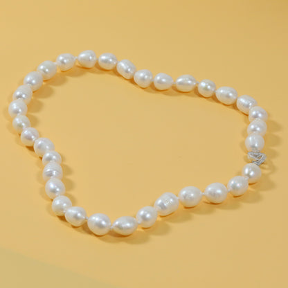 10-11mm Freshwater Pearl Necklace - Exquisite 18 Inch Jewelry with 925 Silver Plated Clasp, Luxurious Style for Women, Ideal for Daily Wear, Special Occasions, and Christmas Gifting[XL-2412White-03]