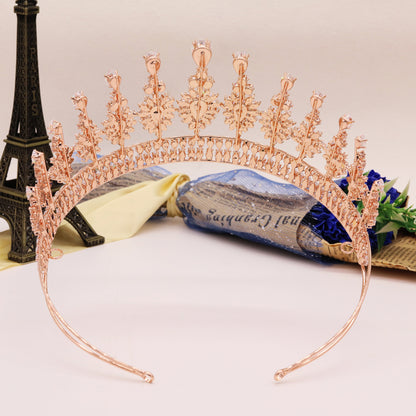 2.75inch high rose gold zircon crown sunflower shape queen zircon crown for banquets, parties and festivals