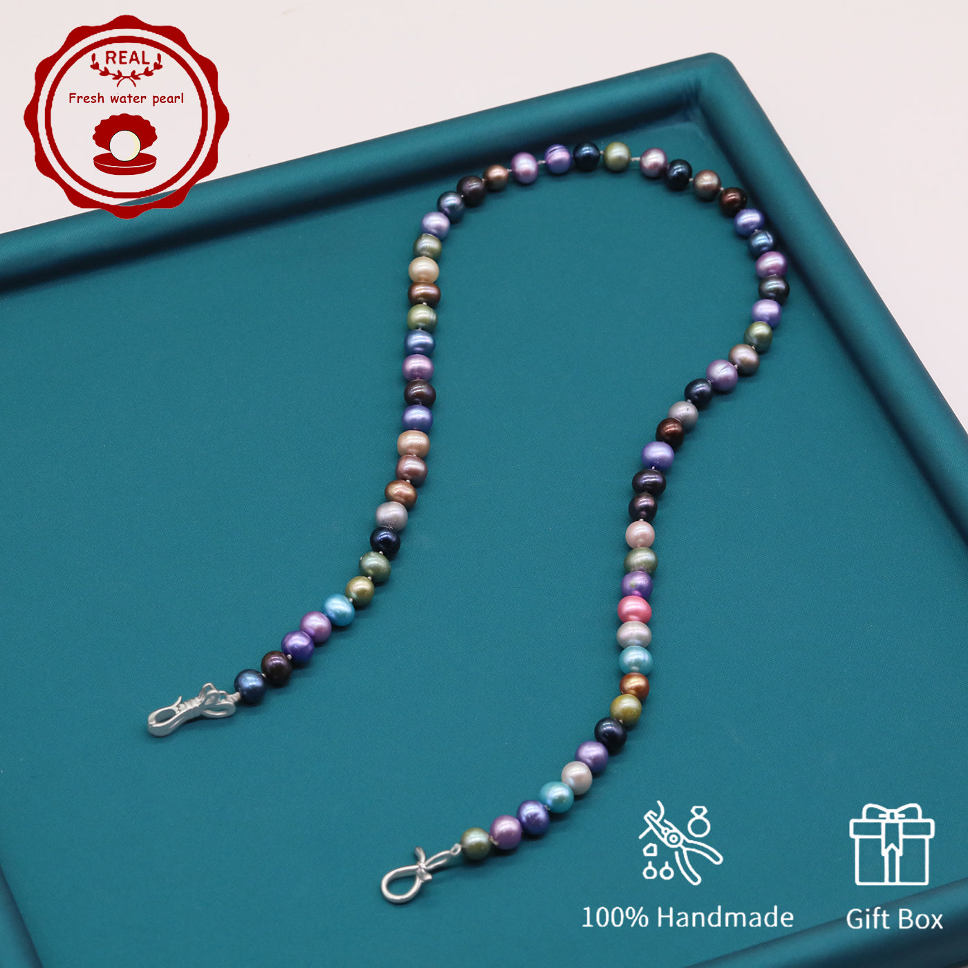18.9inch Freshwater Pearl Necklace, Elegant Handcrafted Multicolor Unique Mixed Colors, Perfect for Daily Wear & Gifts with Gift Box[NK-XL2501Colour-02]