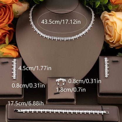 1 set of elegant inlaid sparkling cubic zirconia bouquet pendant design jewelry set for ladies party