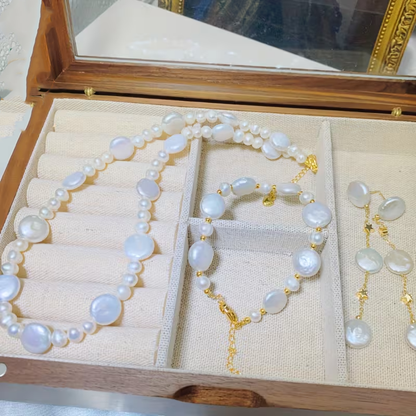Baroque Freshwater Pearls Earrings  nenckace  and  bracelet  set