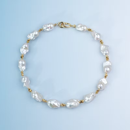 Fashion White Freshwater Pearls Necklace | Irregular Round Baroque Style