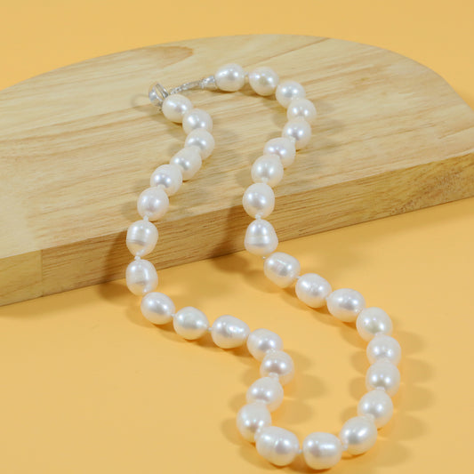 10-11mm Freshwater Pearl Necklace - Exquisite 18 Inch Jewelry with 925 Silver Plated Clasp, Luxurious Style for Women, Ideal for Daily Wear, Special Occasions, and Christmas Gifting[XL-2412White-03]