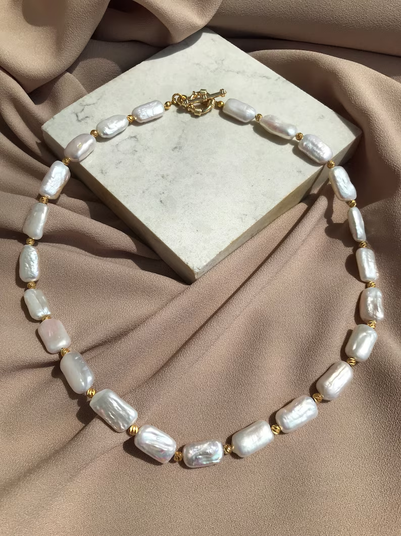 Square freshwater Pearl  Necklace