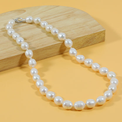 10-11mm Freshwater Pearl Necklace - Exquisite 18 Inch Jewelry with 925 Silver Plated Clasp, Luxurious Style for Women, Ideal for Daily Wear, Special Occasions, and Christmas Gifting[XL-2412White-03]
