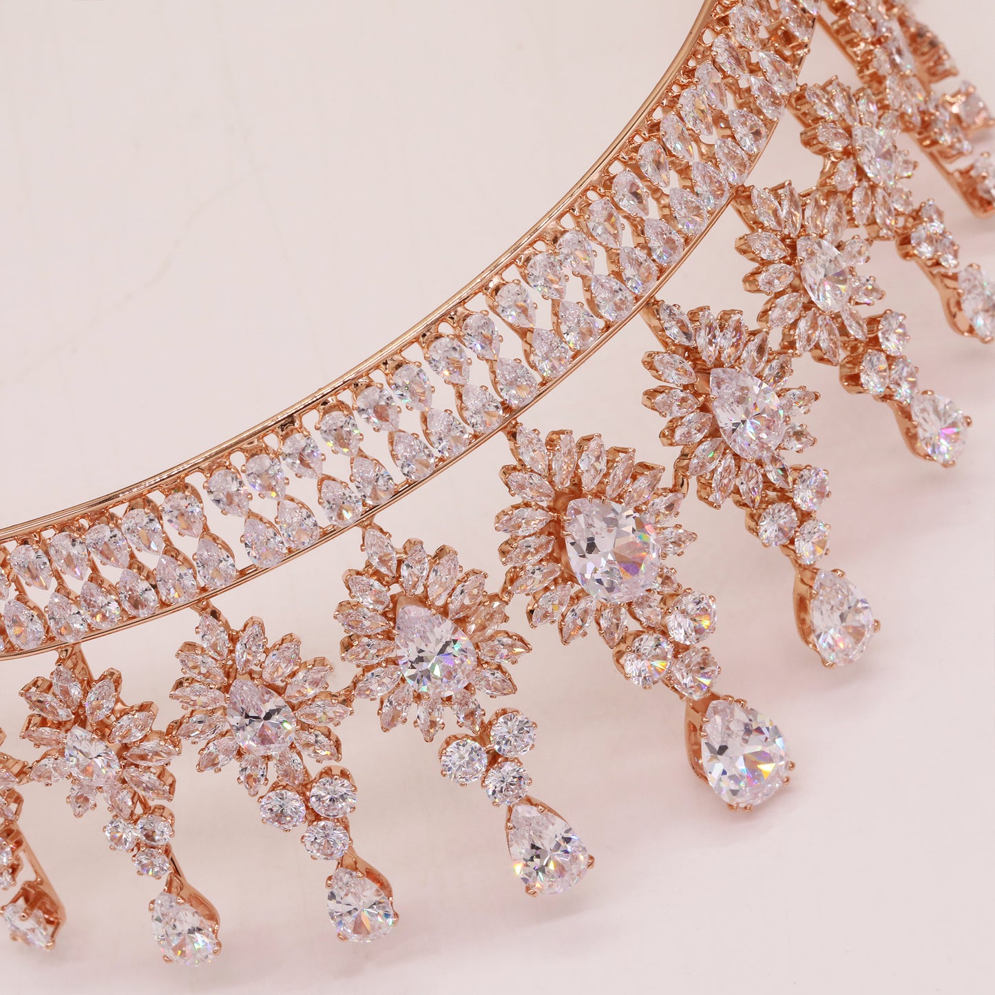 2.75inch high rose gold zircon crown sunflower shape queen zircon crown for banquets, parties and festivals