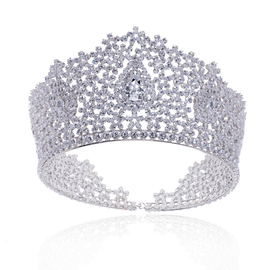 3.1inch Tall Sparkling Zircon Birthday Princess Party Tiara Fashion Bride Wedding Tiara Delicate Queen Tiara, ideal for holiday gifts, real Zircon round tiara for everyday, wedding, anniversary and party wear