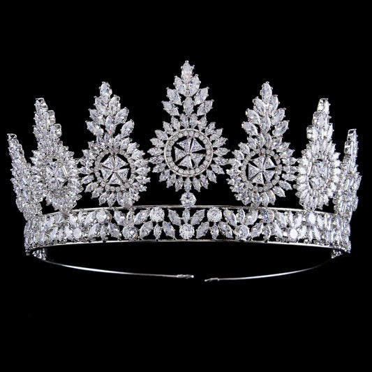 A Luxury Zircon Tiara 2.9inch tall elegant Real Zircon Tiara Fashion Princess Party and Queen Tiara suitable for everyday, wedding and anniversary wear crown hair accessories, the ideal holiday gift