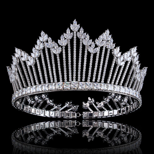 3inch Tall Princess Queen Crown Exquisite Party Zircon Crown Genuine silver Zircon crown, ideal for Christmas and Valentine's Day gifts, perfect for everyday, wedding, birthday parties and anniversaries wear Zircon crown