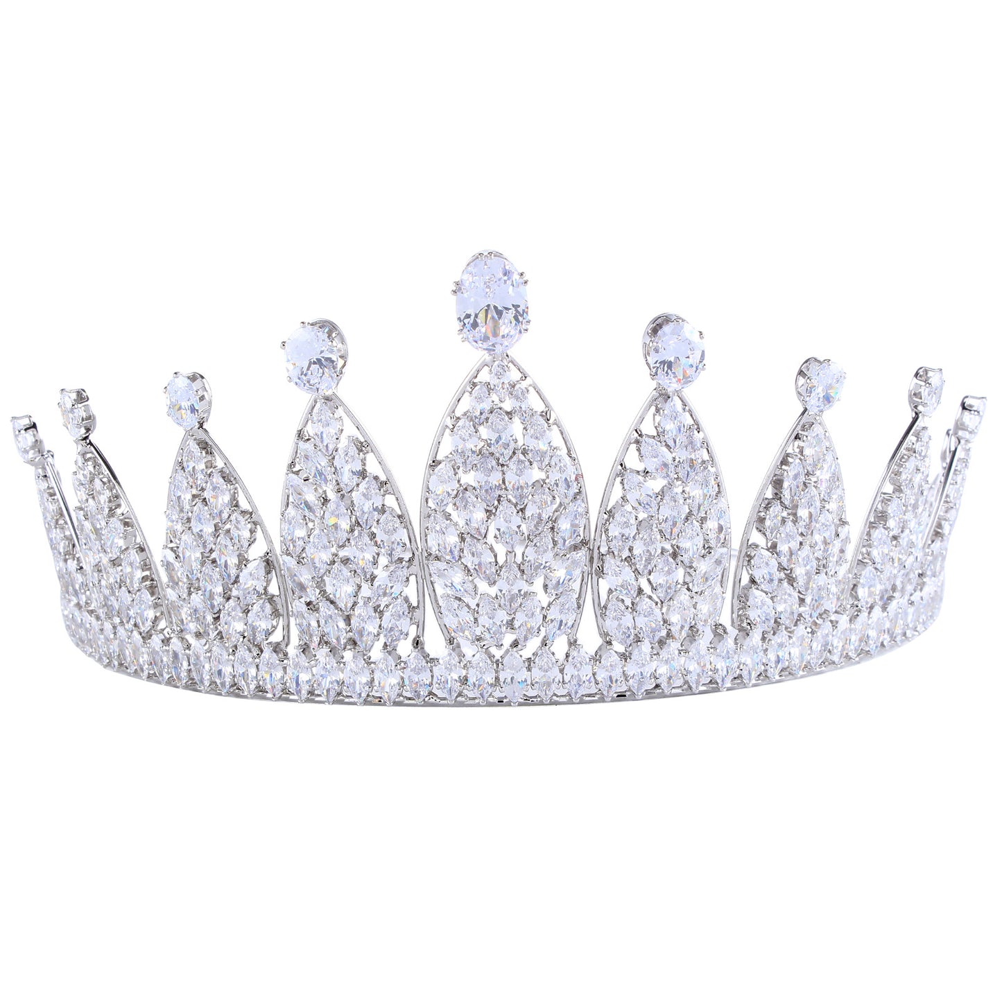 A 2.7inch tall silver Zircon Crown Elegant Zircon wedding Crown tiara, ideal for Christmas and Valentine's Day gifts, perfect for everyday, wedding, birthday party and anniversary wear Zircon tiara