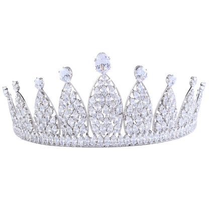 A 2.7inch tall silver Zircon Crown Elegant Zircon wedding Crown tiara, ideal for Christmas and Valentine's Day gifts, perfect for everyday, wedding, birthday party and anniversary wear Zircon tiara