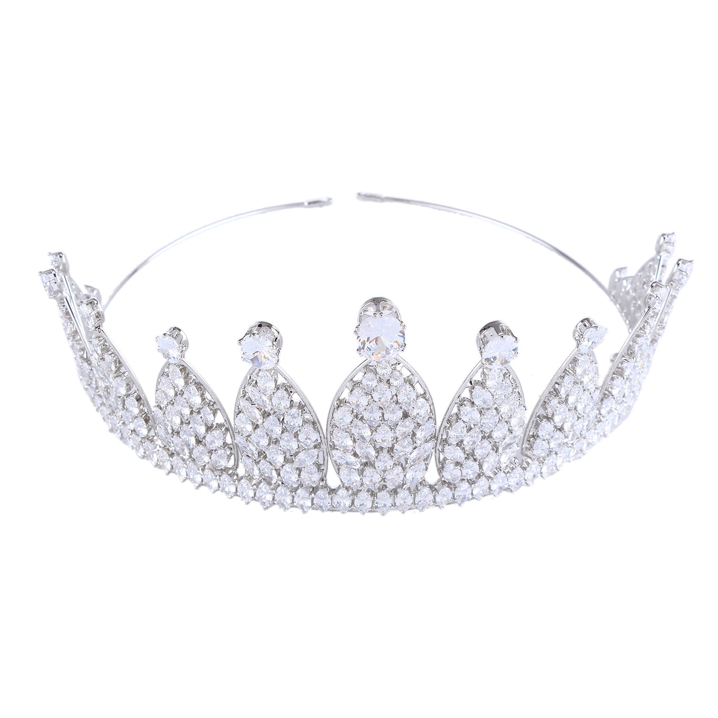 A 2.7inch tall silver Zircon Crown Elegant Zircon wedding Crown tiara, ideal for Christmas and Valentine's Day gifts, perfect for everyday, wedding, birthday party and anniversary wear Zircon tiara