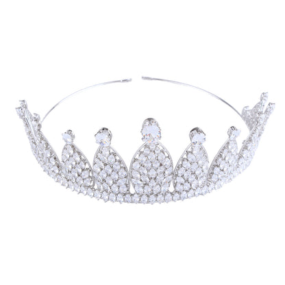 A 2.7inch tall silver Zircon Crown Elegant Zircon wedding Crown tiara, ideal for Christmas and Valentine's Day gifts, perfect for everyday, wedding, birthday party and anniversary wear Zircon tiara