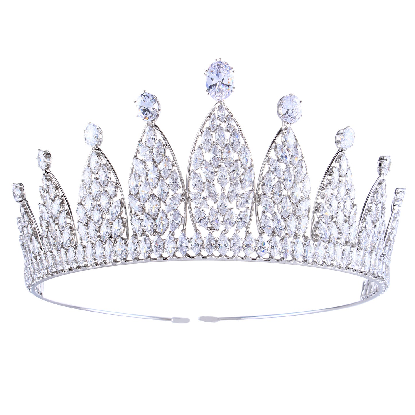 A 2.7inch tall silver Zircon Crown Elegant Zircon wedding Crown tiara, ideal for Christmas and Valentine's Day gifts, perfect for everyday, wedding, birthday party and anniversary wear Zircon tiara